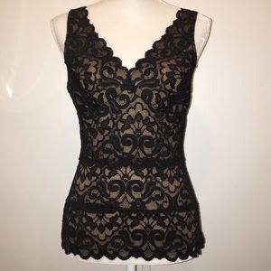 CACHE Sz M Black Lace Tank Top